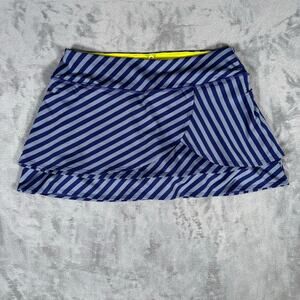 Athleta Striped Athletic Skort Blue & Gray with Built-in Shorts Size Medium